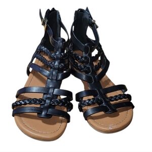 Unr8ed black zip-up gladiator sandals Size 2